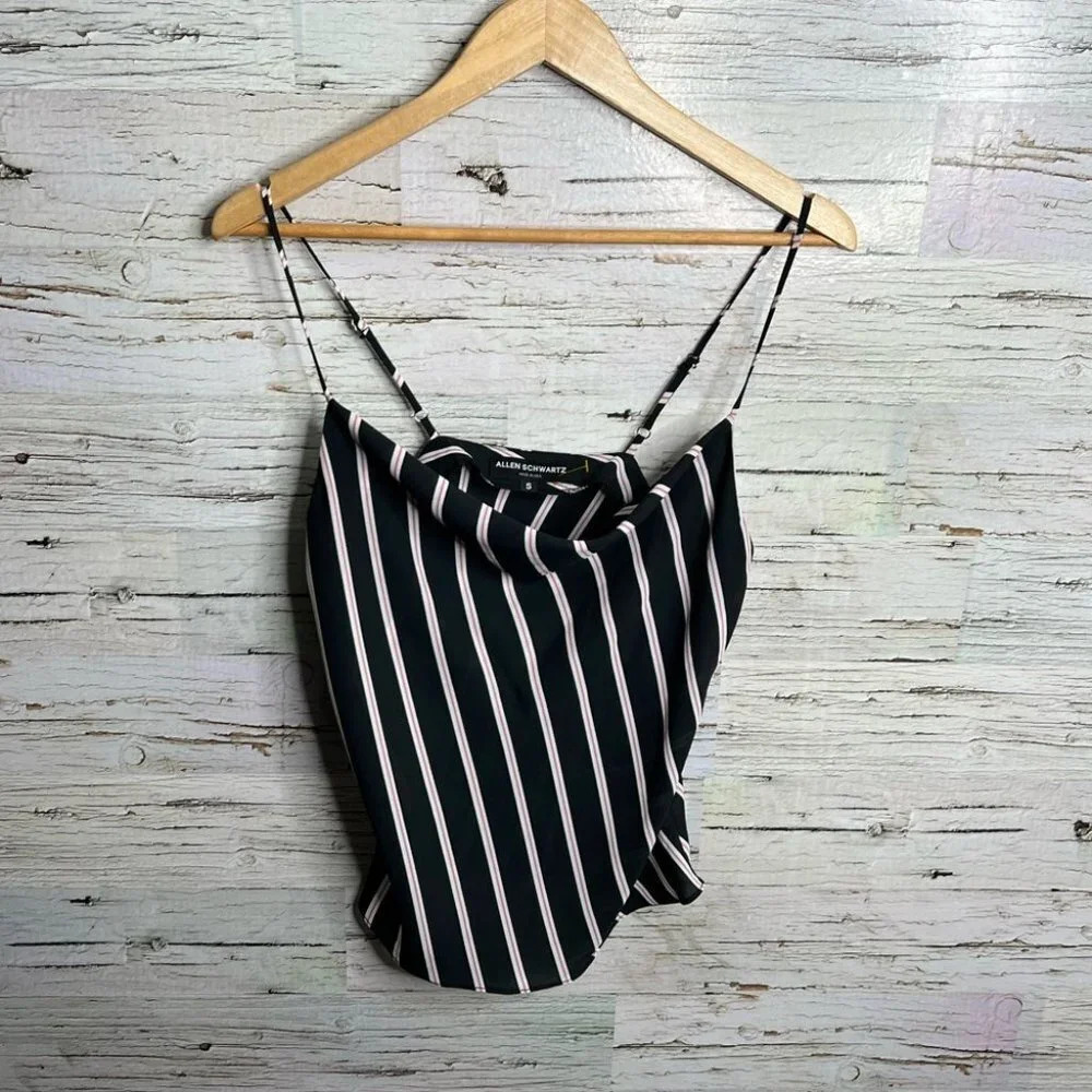 Allen schwartz pink black blouse top size small tank